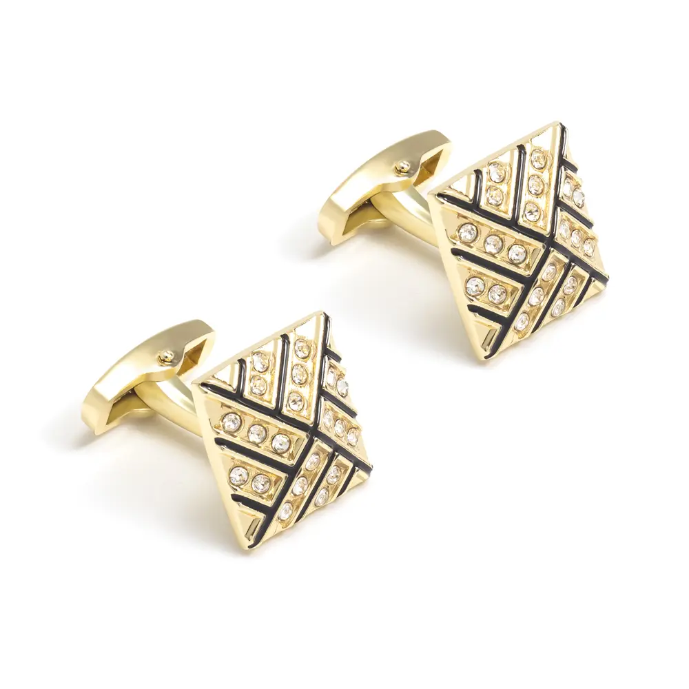 ODM Cufflinks Supplier  Gold Plated Zinc Alloy Diamond Jewelry Business French Cufflinks CSW0038 Supplier, Exporters