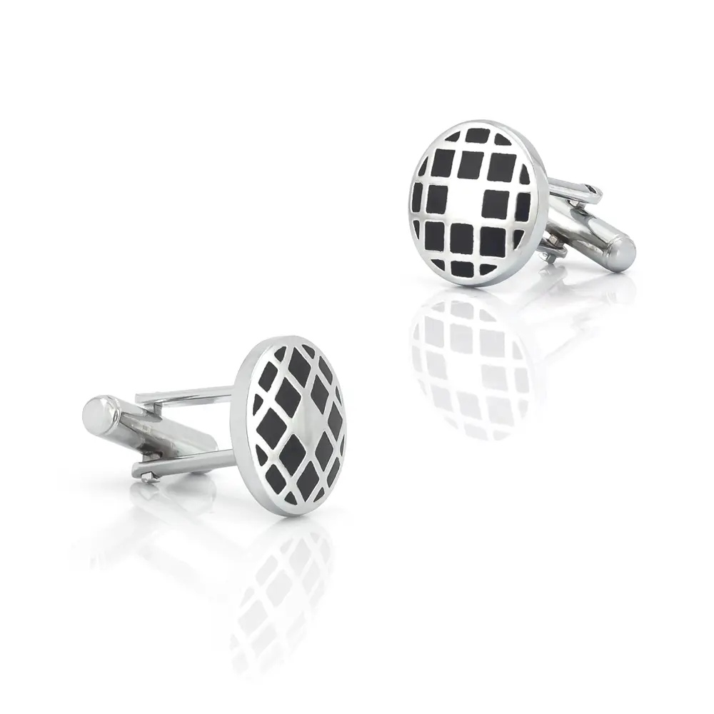 Wholesale Men's Trendy Vintage  Round Black Enamel Cufflinks Shirt Accessory CC-Q291