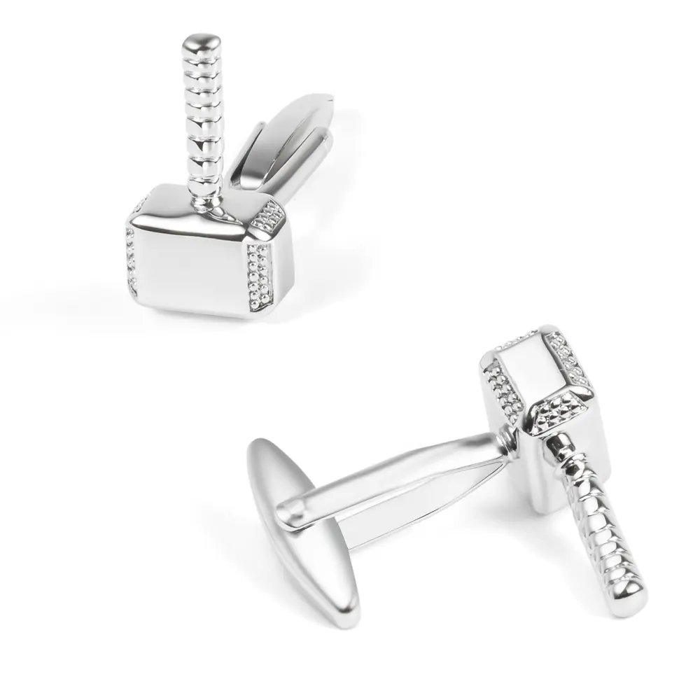 OEM Fashion Factory Price Copper Material Silver Plated Thor's Hammer Cufflinks CL0030-S Suppliers, Exporters