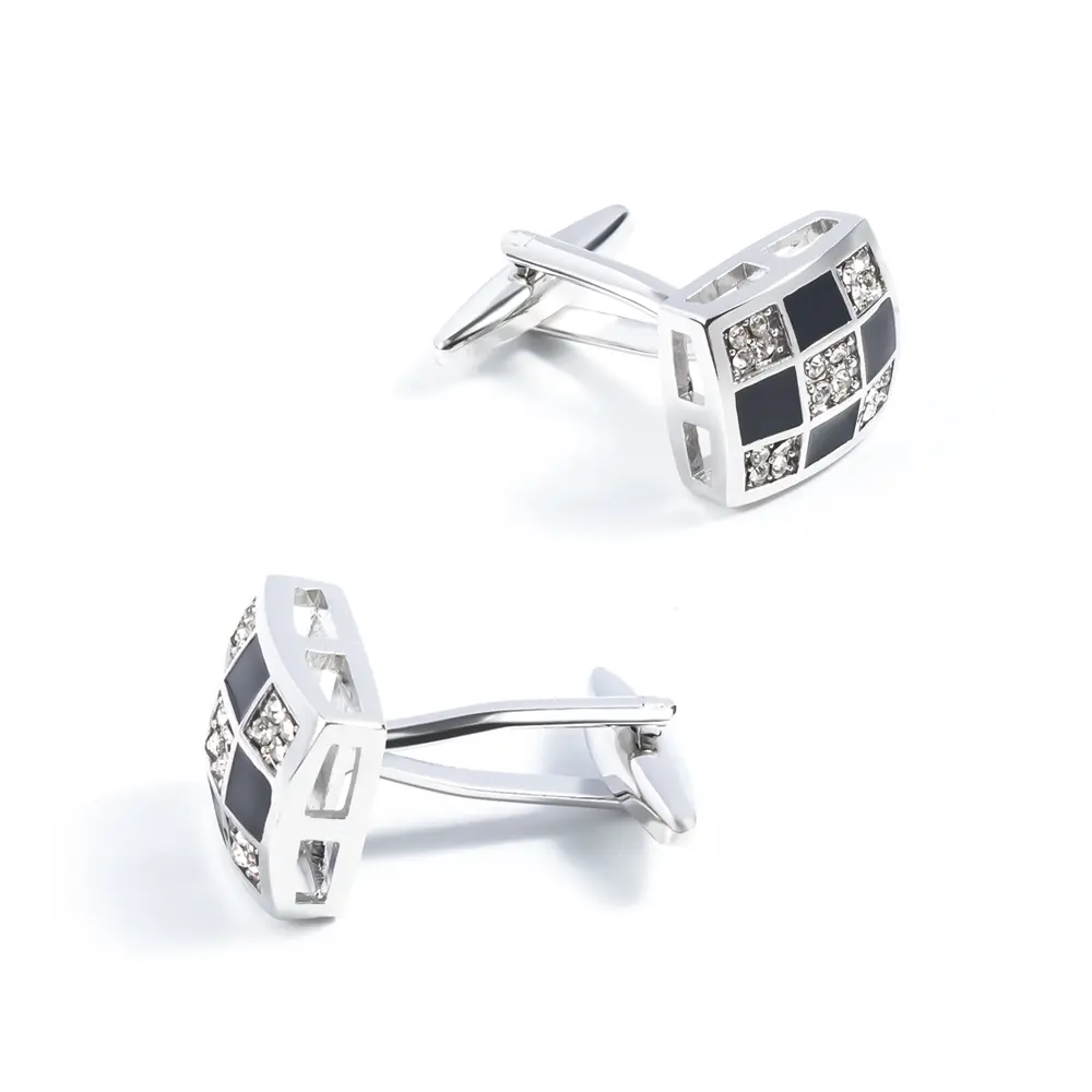 Wholesale Low Price Luxury Brass Material Men's Crystal Stone Shirt Cufflinks For Wedding CS0046