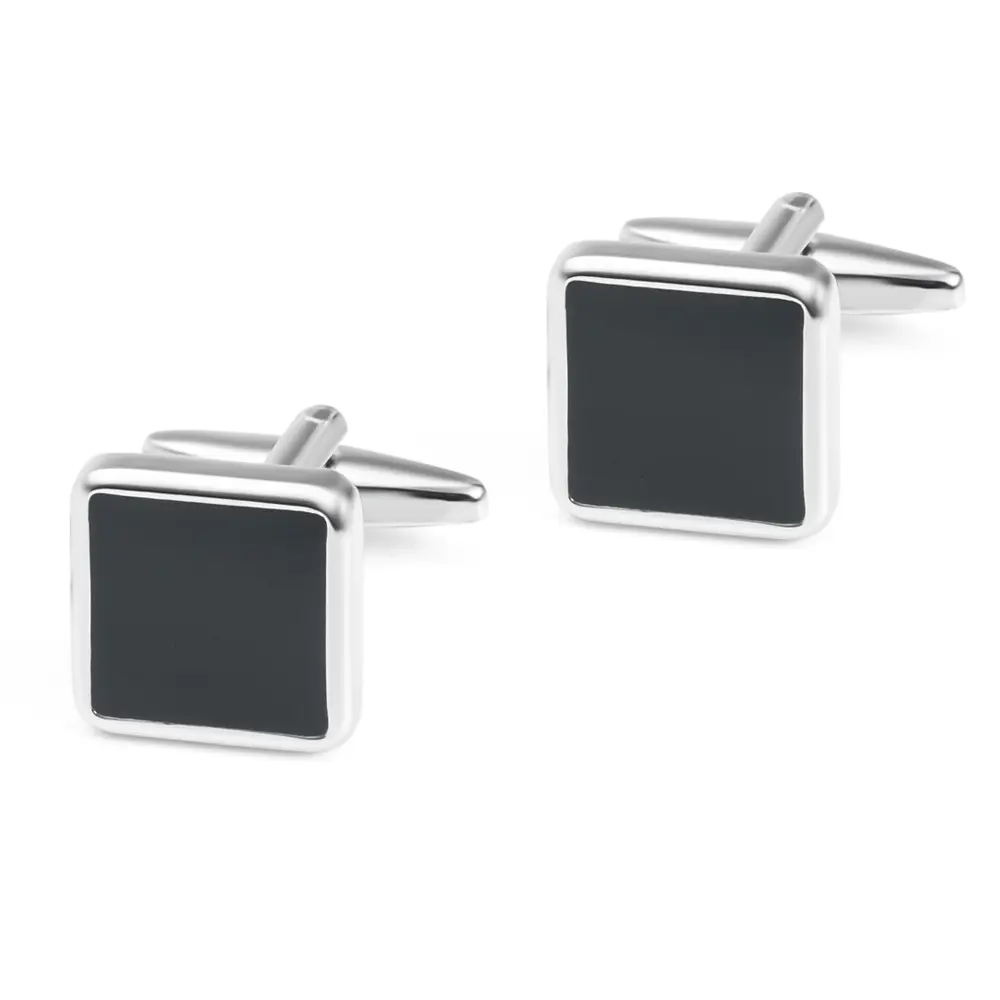 Wholesale China Cheap Stock Blank Classic Simple Black Enamel Cufflinks for Men On Shirt CC-Q200 Suppliers, Exporters