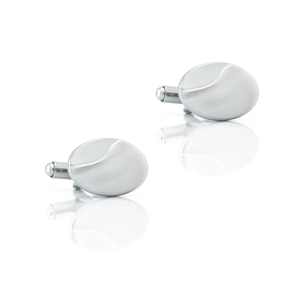 ODM Silver Oval Cufflinks Classic Customized Blanks Business Suit Shirt's Elegant Engraved Cuff Link CL-C444 Supplier, Exporter