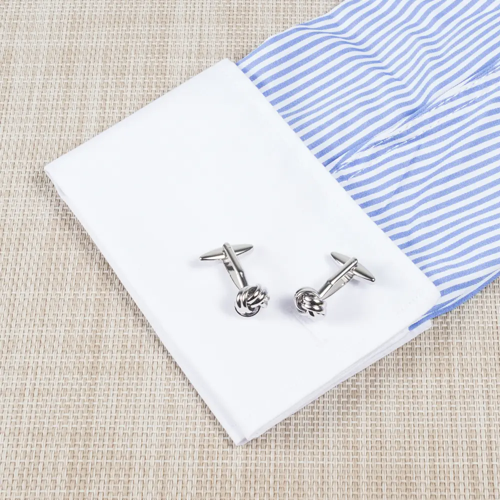 ODM Classic Fashion Promotional Metal Brass Silver Knot Cuff links for Men Shirts Factories, Companies