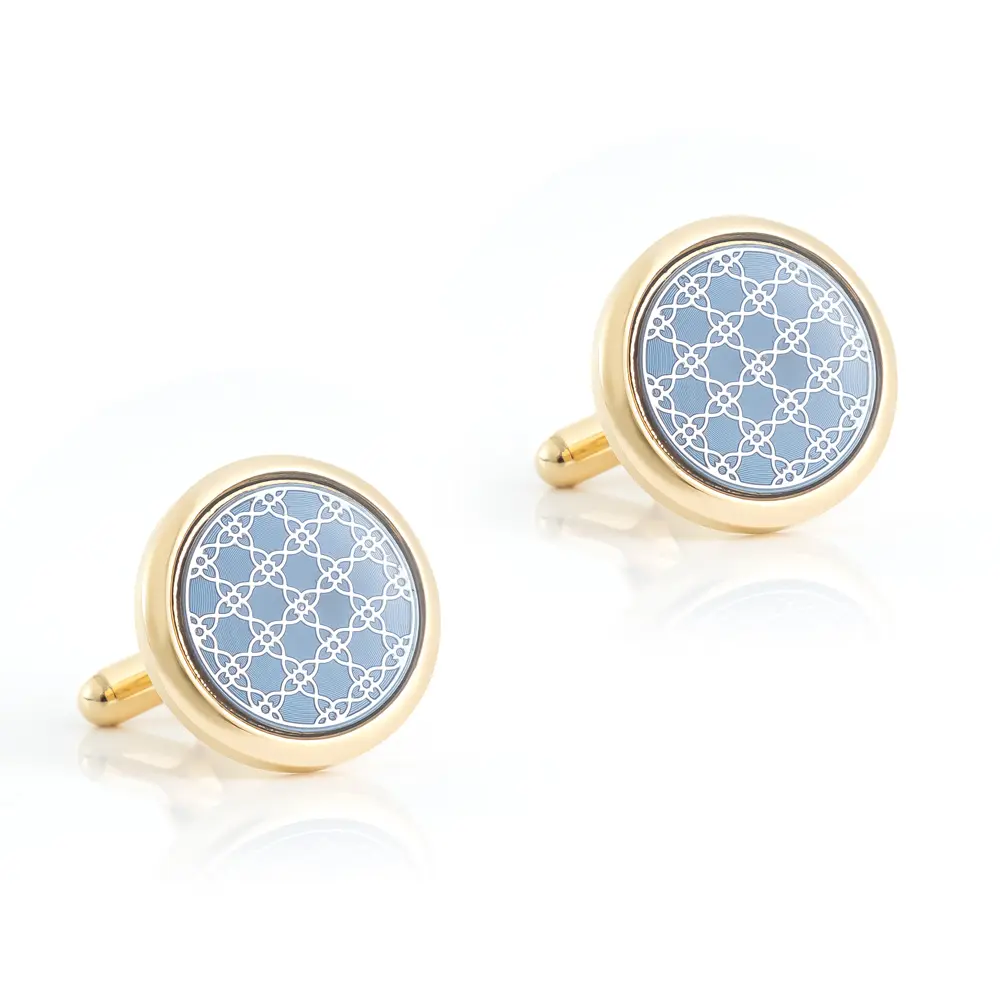 Wholesale Low Price Gold Plated Round Lace Pattern Wedding Gift for Men Cufflink Factory Wholesale Supplier, Factories