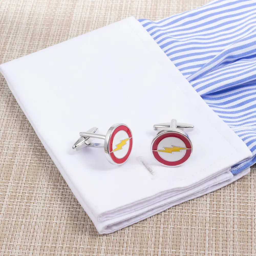 Wholesale Factory Custom Personalized Enamel Gemelos Flash Logo Men Suit Cufflinks CC0302 Manufacturer, Factories
