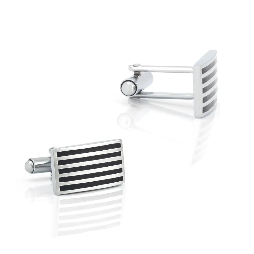 Custom Factory In Stock Silver Plated Black Enamel Cufflinks Shirt Cuff Links CC-Q101 Suppliers, Exporters