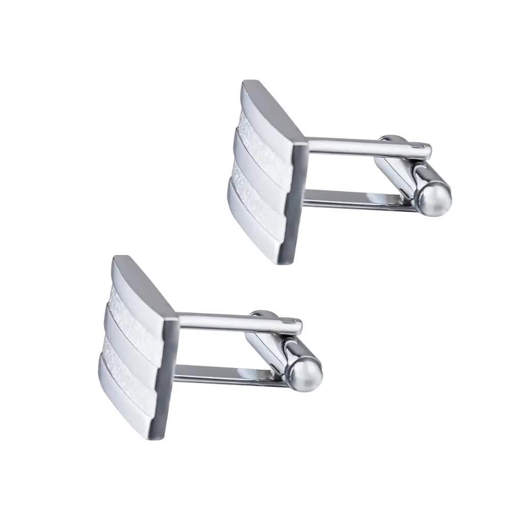 Wholesale Rectangle Silver Craved Strips Cufflinks Custom Men's Suit Shirt Fashion Accessory CL-C356