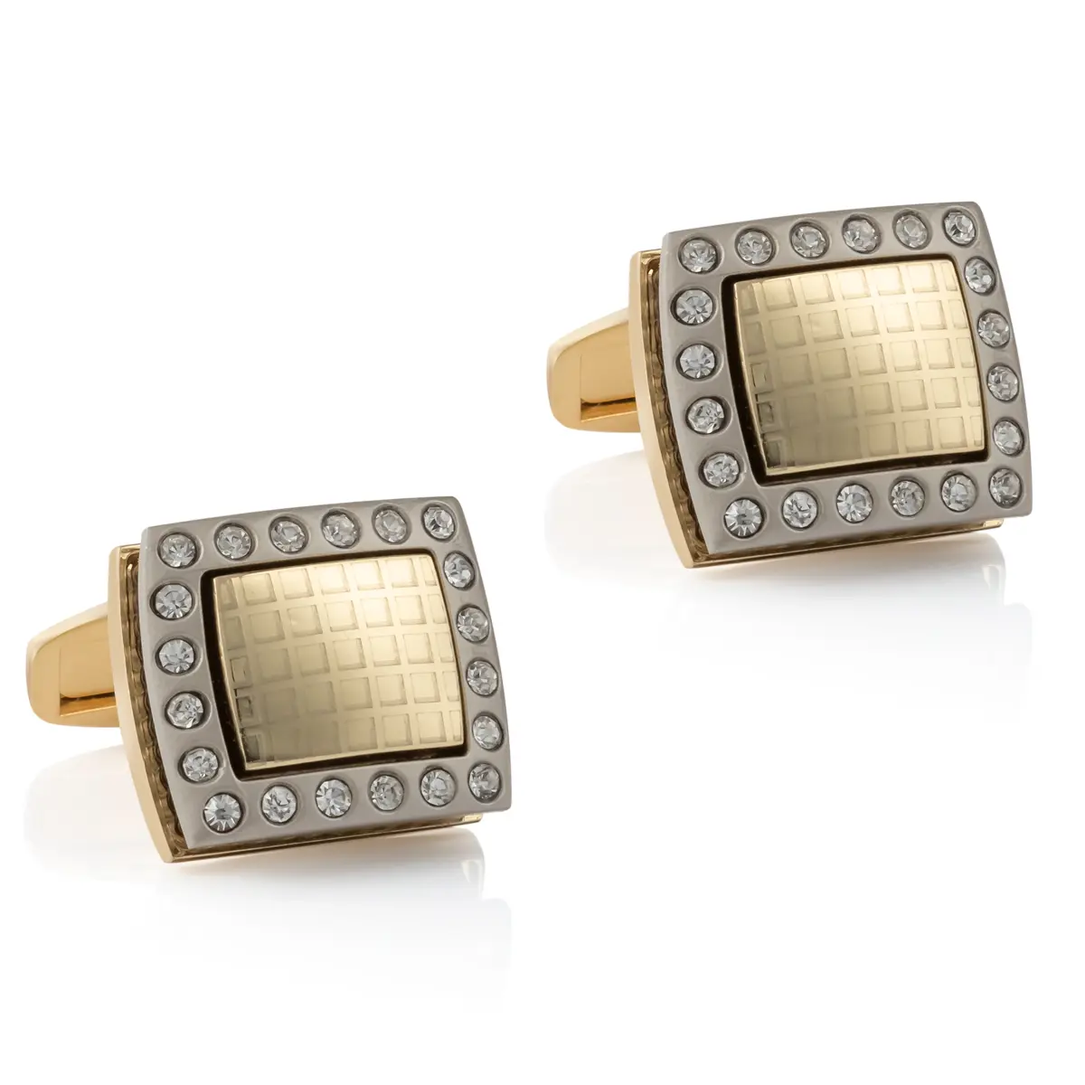 ODM Classic Cube Design Diamond Rhinestone Men Cufflinks Low Price Wholesale Factory, Factories