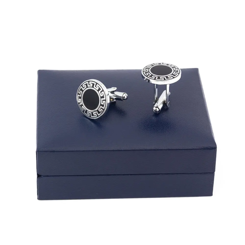 Custom Men Vintage Silver Plated Enamel Black Designer Cufflinks Manufacturer Wholesale CC0227 Supplier, Suppliers