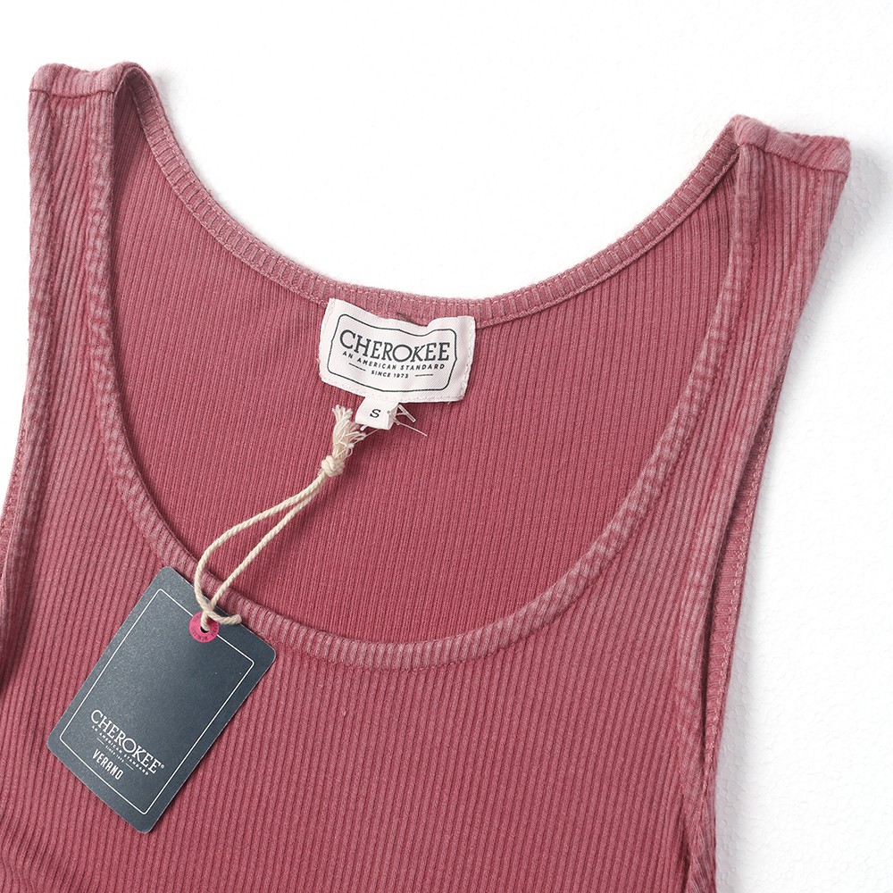 China Acid washed women's dip dyed slit rib tank Suppliers, Factories