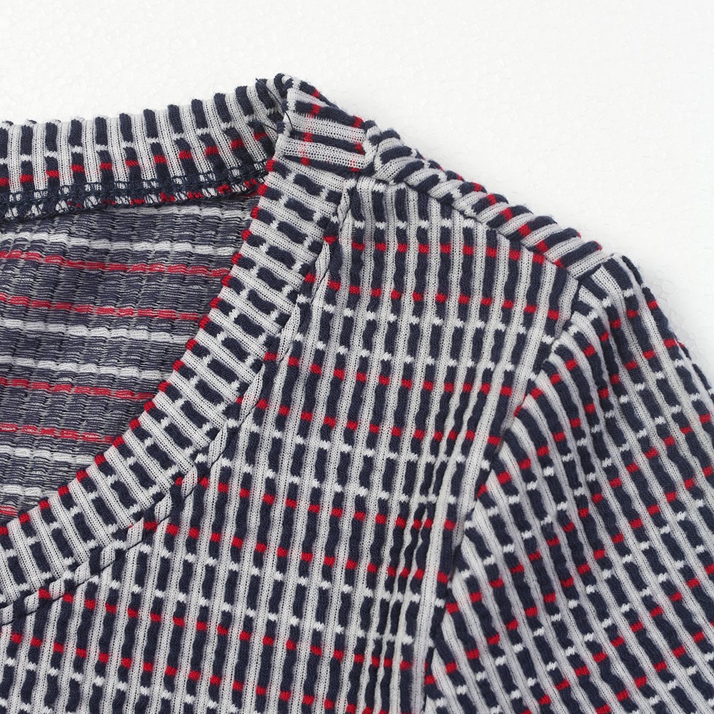 China Yarn dye jacquard women’s cut out crop knot top Manufacturers, Suppliers