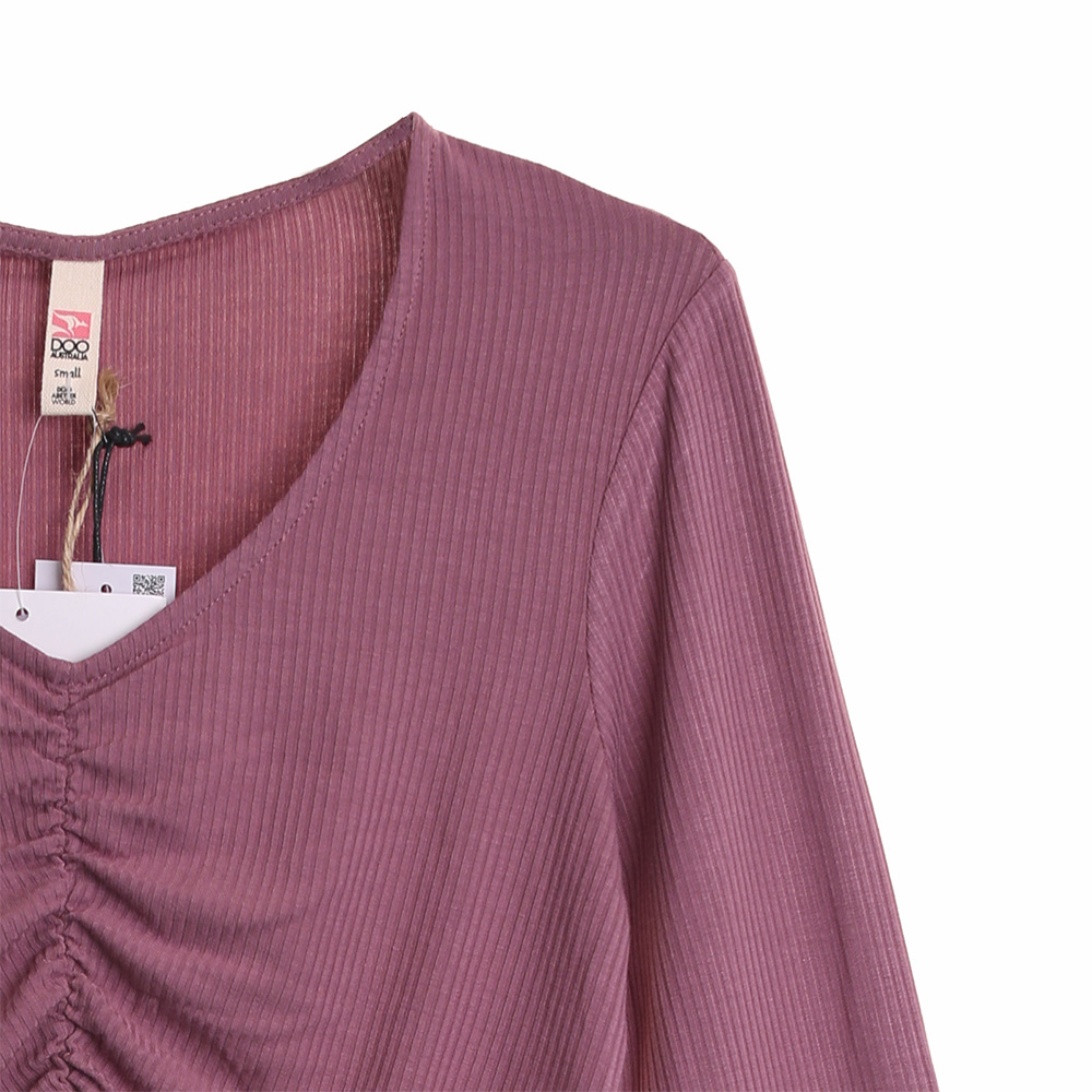 Wholesale Women Lenzing Viscose Long Sleeve T Shirt Rib Knit Top Manufacturer, Supplier