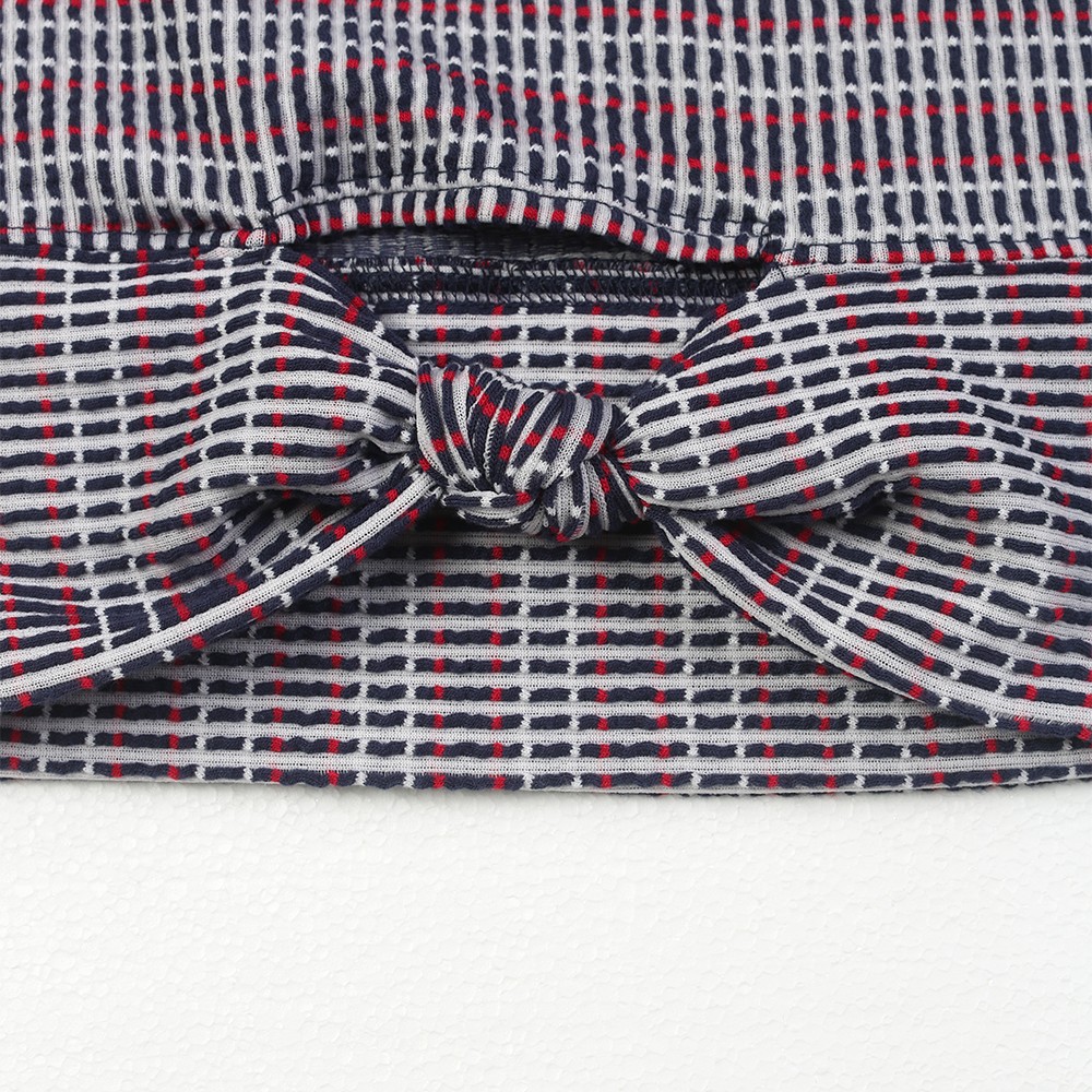 China Yarn dye jacquard women’s cut out crop knot top Manufacturers, Suppliers