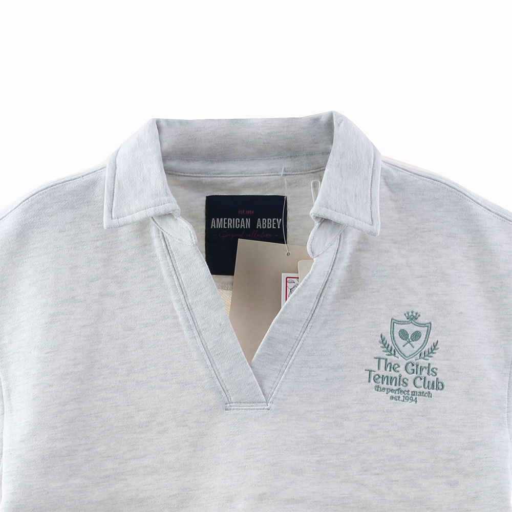 Wholesale Women Lapel Polo Collar French Terry Sweatshirts with Embroidery Supplier, Suppliers