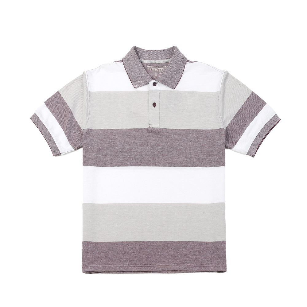 Wholesale Mélange color Men's Engineering stripe Jacquard collar polo Manufacturer, Supplier