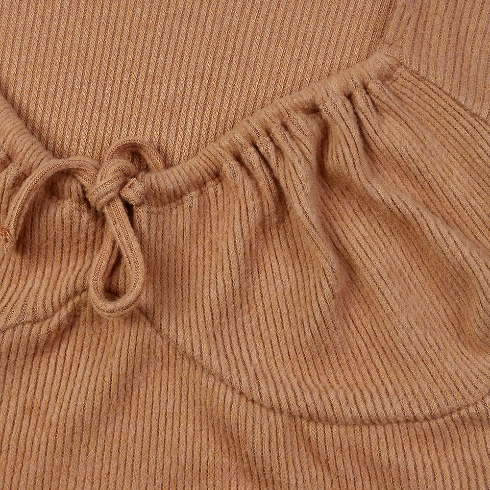 China Lenzing Viscose women’s long sleeve rib brushed knotted collar crop top Manufacturer, Supplier