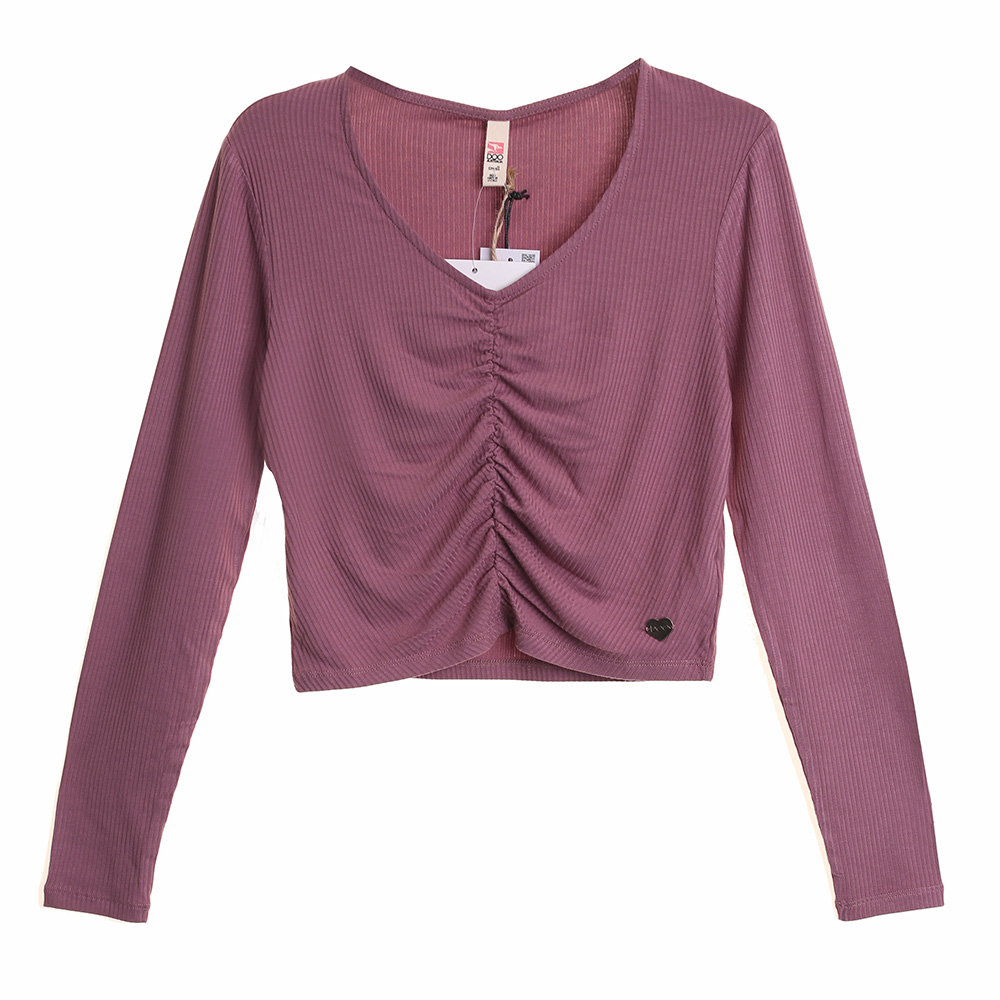 Wholesale Women Lenzing Viscose Long Sleeve T Shirt Rib Knit Top Manufacturer, Supplier