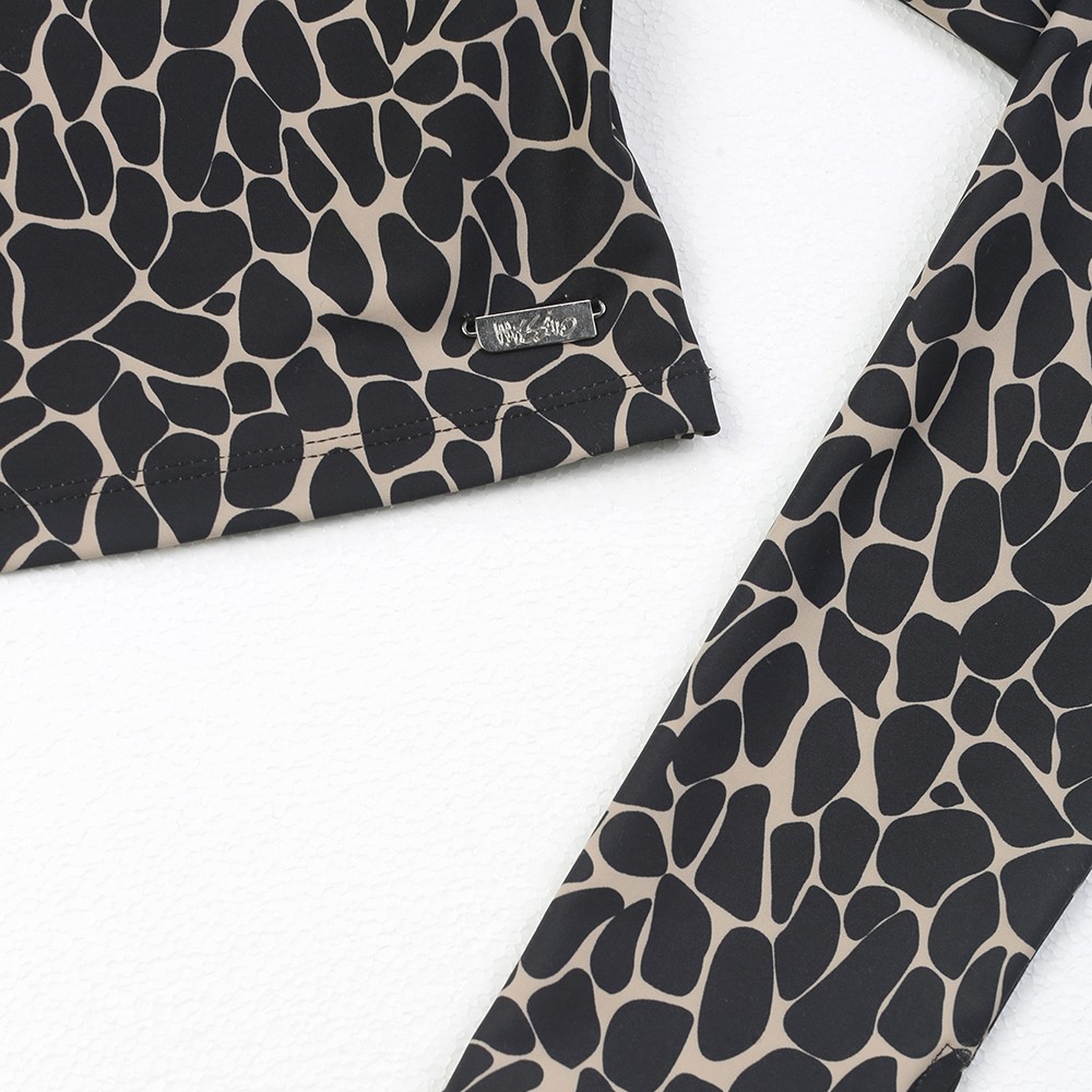 China Women's half zip full print crop long sleeve top Supplier, Factories