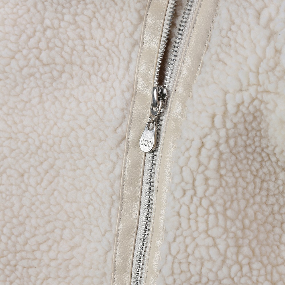 Wholesale Women's oblique zipper turned down collar Sherpa fleece jacket Manufacturer, Factories