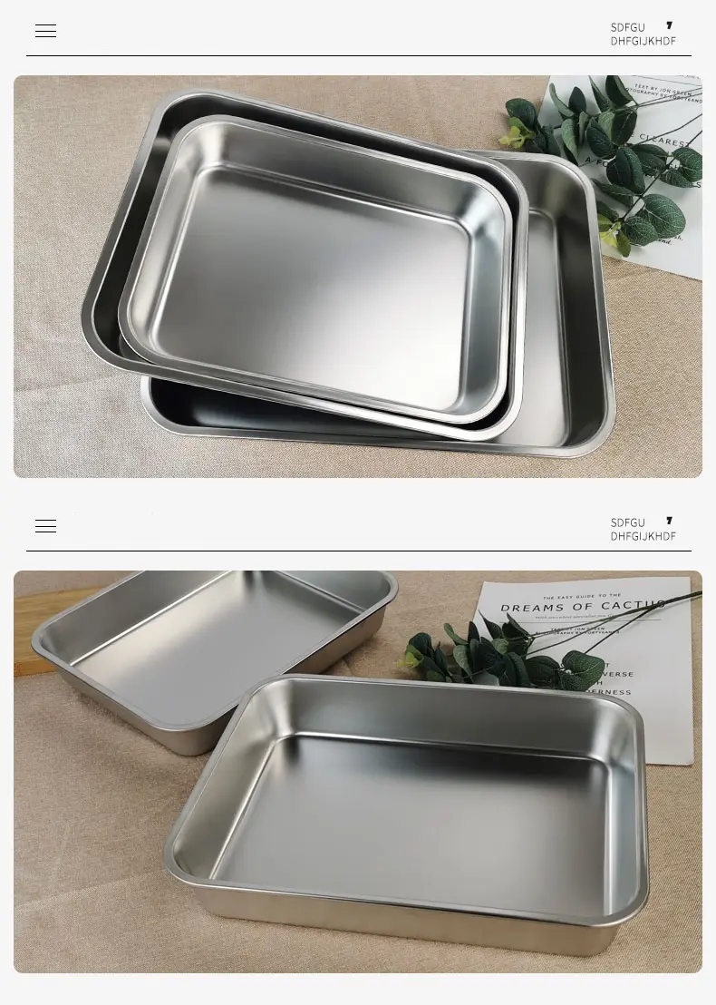 Stainless steel Japanese-style square tray with drainage rack