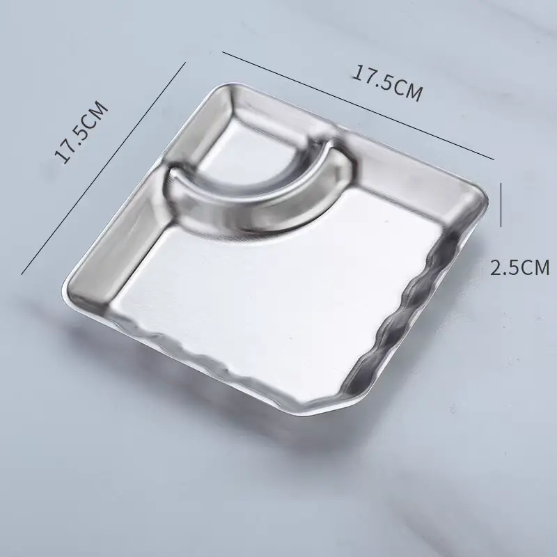 China Stainless Steel Snack Plate Compartment Dipping Sauce Tray Supplier, Exporters