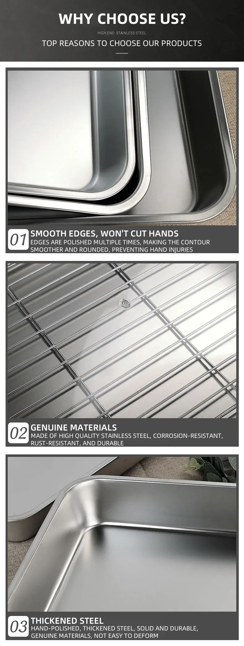 Stainless steel Japanese-style square tray application