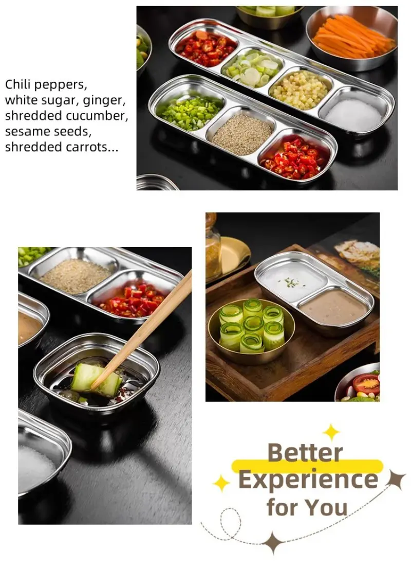 Modern stainless steel condiment dish