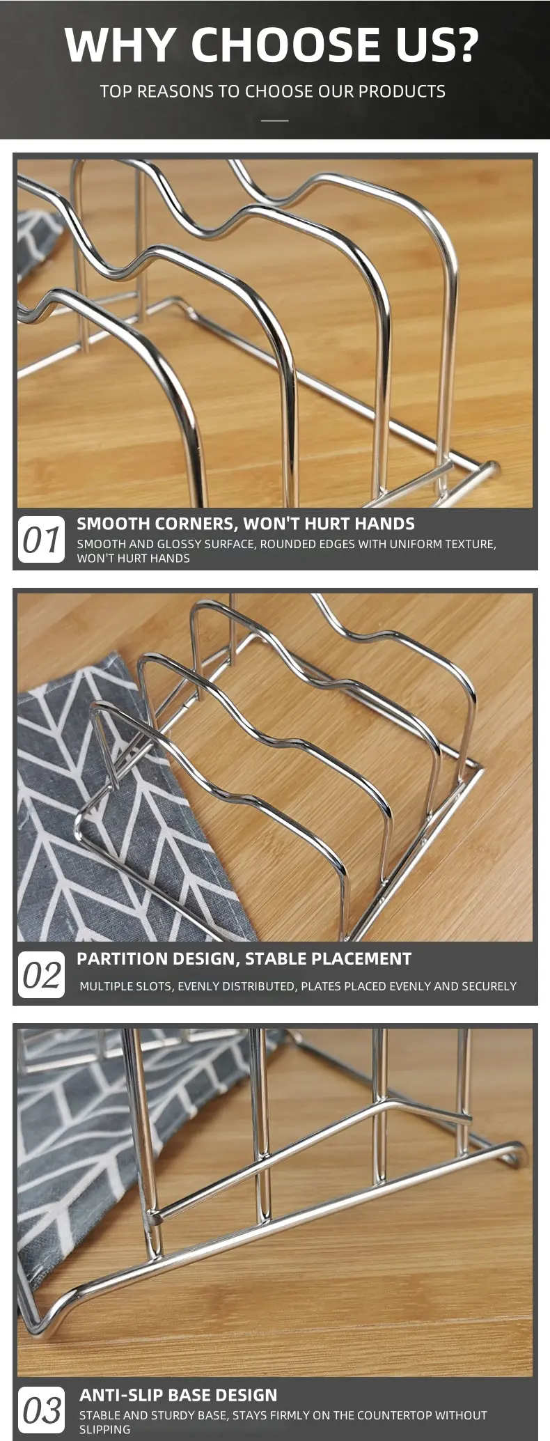 Stainless steel dish rack detail 3