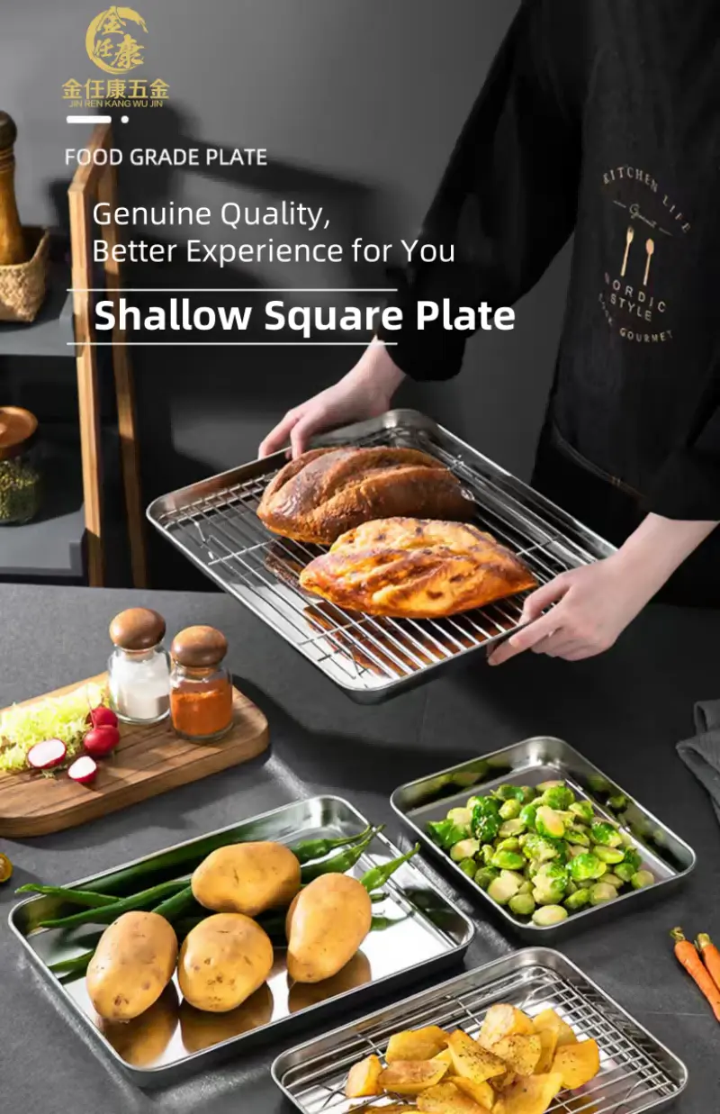Stainless Steel Shallow Square Plates-detail (2)