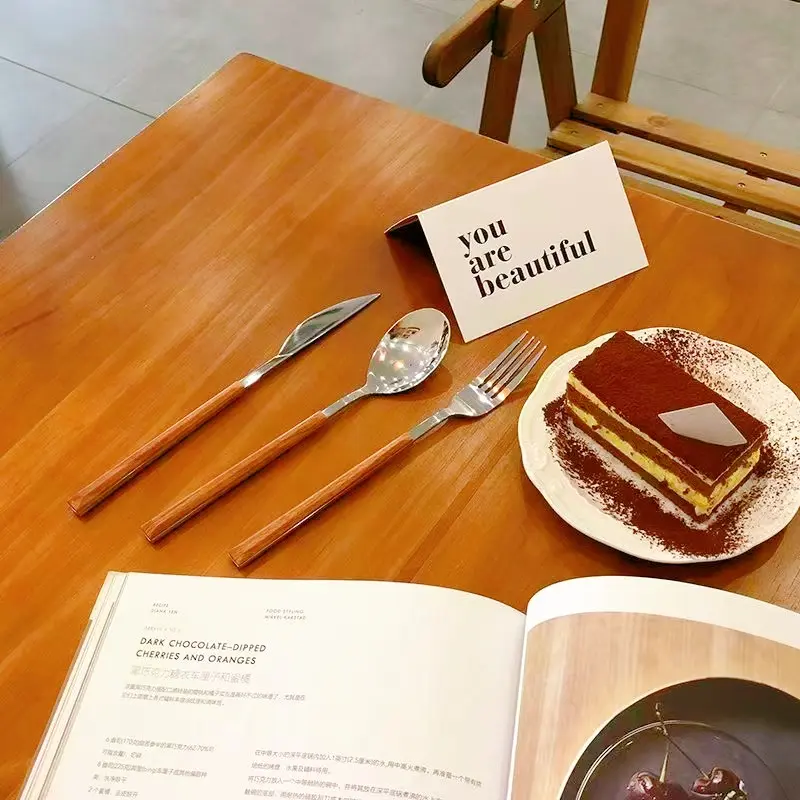 High-Quality Simple stainless steel imitation wood grain tableware Factories, Service