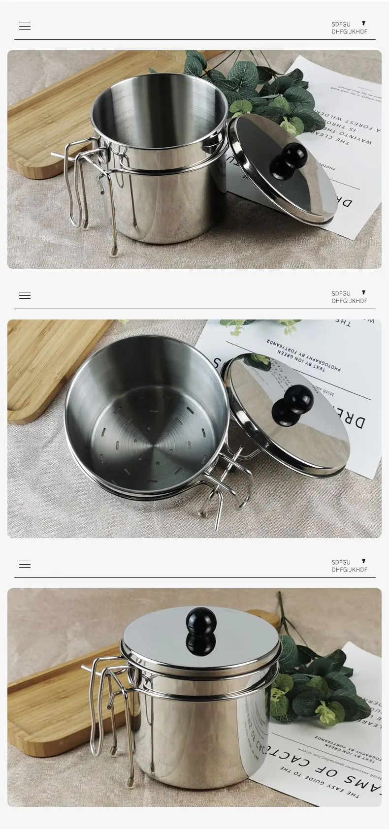 Stainless steel waste storage cup detail 4