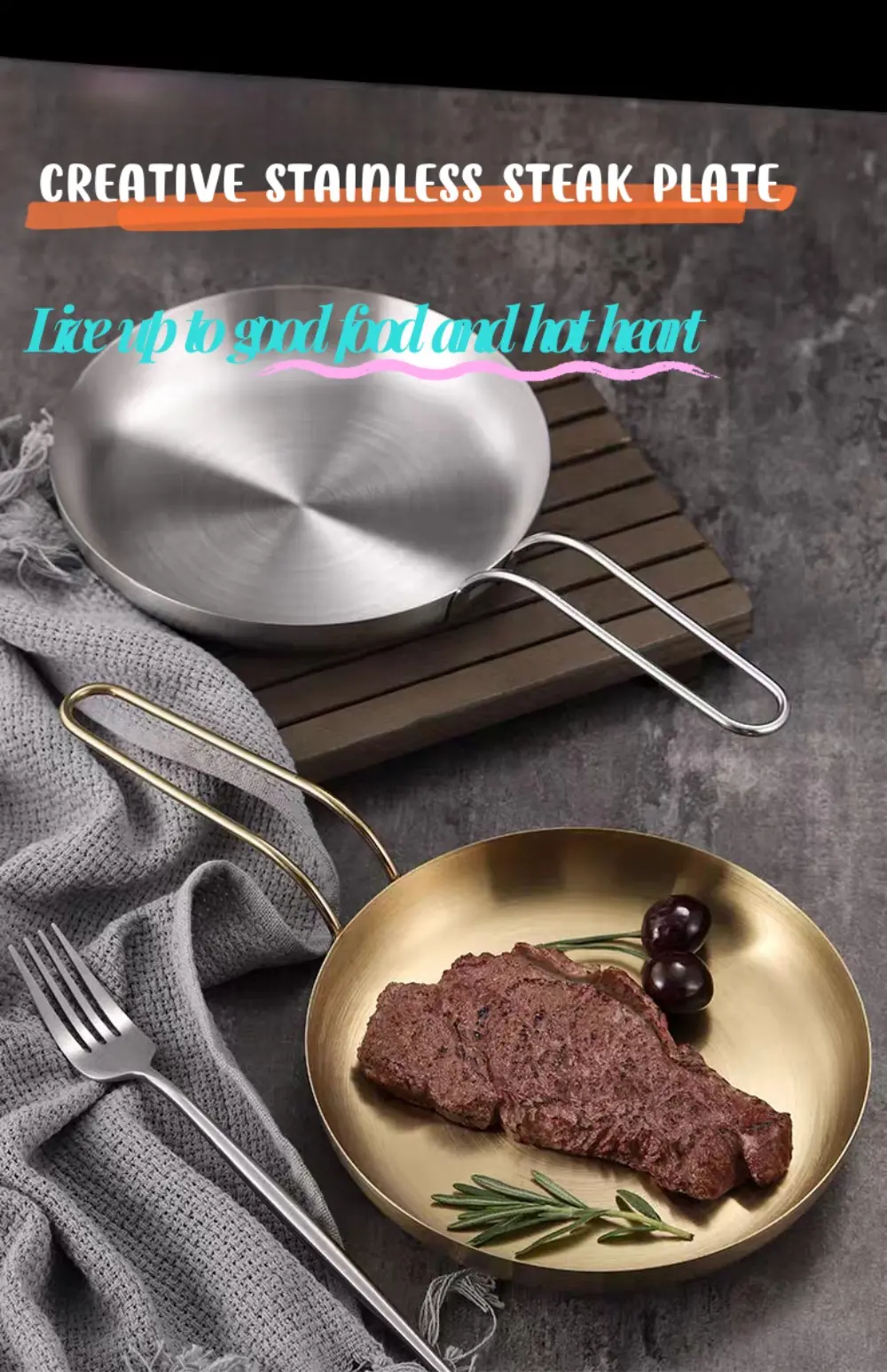 Stainless steel steak plate details 2