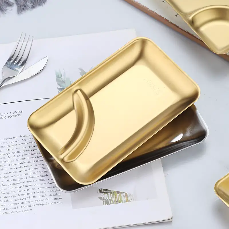 China Stainless Steel Snack Plate Compartment Dipping Sauce Tray Supplier, Exporters