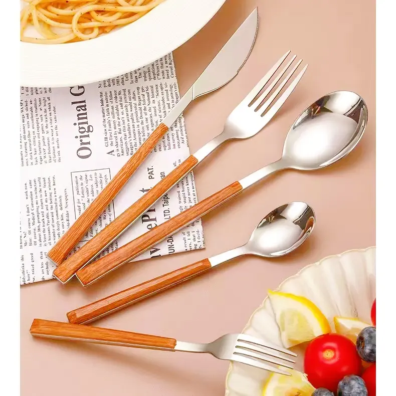 High-Quality Simple stainless steel imitation wood grain tableware Factories, Service