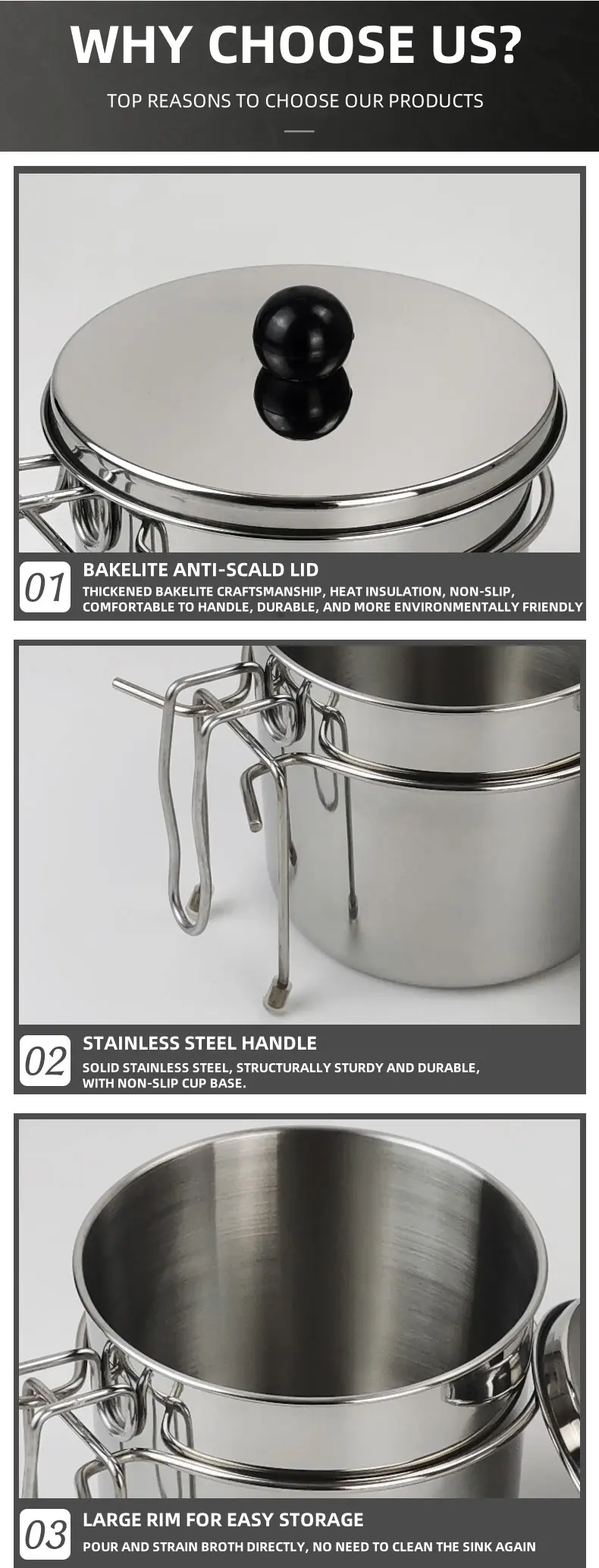 Stainless steel waste storage cup detail 3