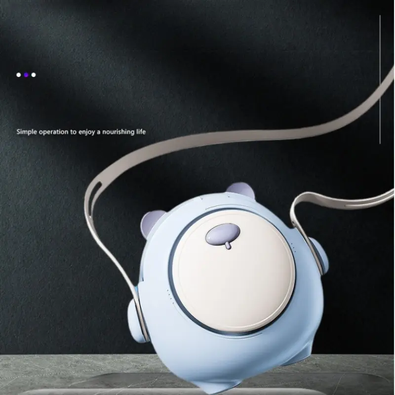 Custom Cute Chubby Bear Neck Fan Usb Lanyard Fan Mini Portable Cartoon Mute Bladeless Small Fan Spot Supplier, Service