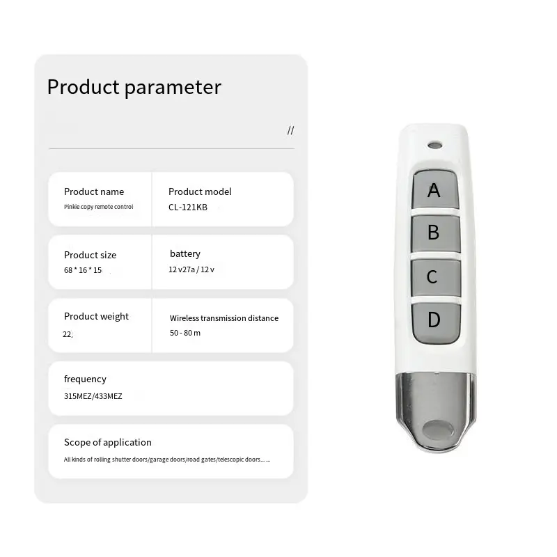 Custom Copy 433 Roller Shutter Rolling Shutter Garage Electric Door Access Wireless Remote Control 433 Ultra Copy Remote Controller Manufacturers, Product