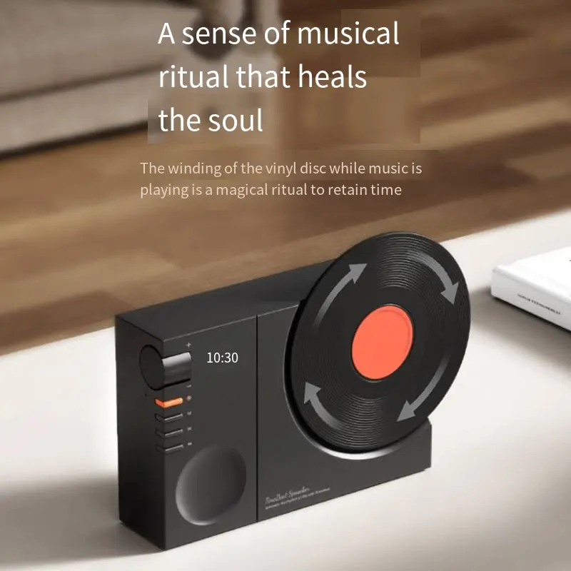 Wholesale Time Vinyl Record Player Retro Bluetooth Audio Speaker Small Wireless Clock High Quality Home Subwoofer Manufacturer, Factory