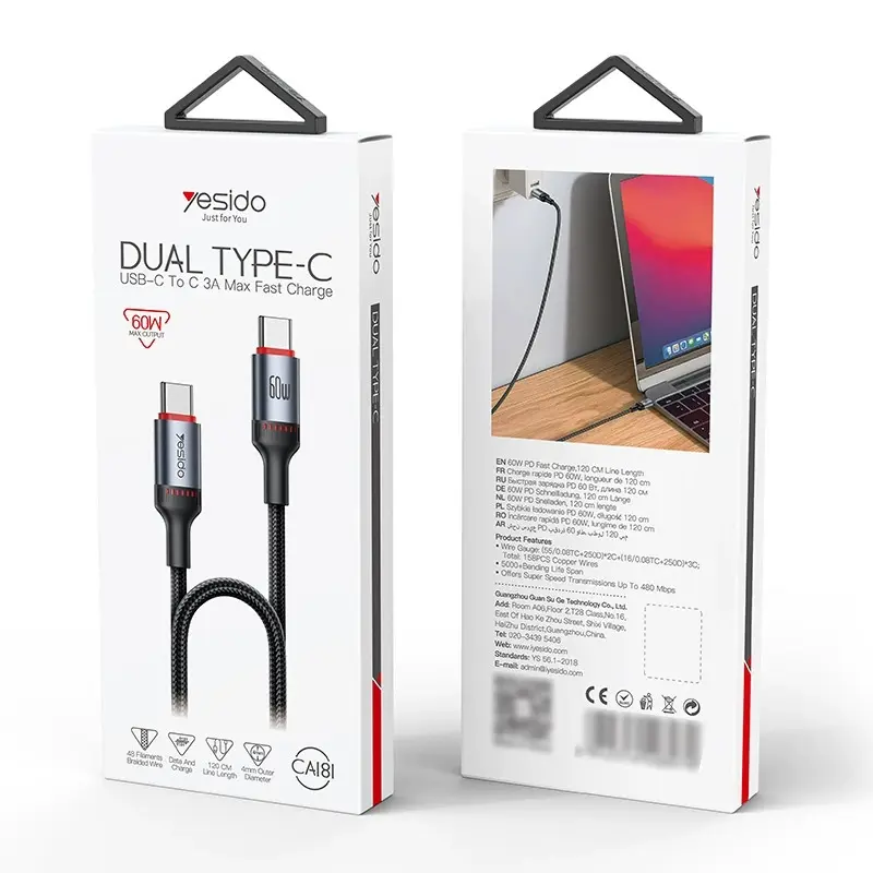 Famous 60W Type-C Aluminum Alloy Fast Charging Cable for Apple & Huawei Supplier, Exporter