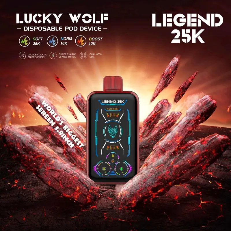 Famous LUCKYWOLF LEGEND 25K QUIT SMOKING ALTERNATIVE MAGIC: 25,000 Puffs Progressive Nicotine Reduction Healthy Transition Disposable E-cigarettes Suppliers, Exporter