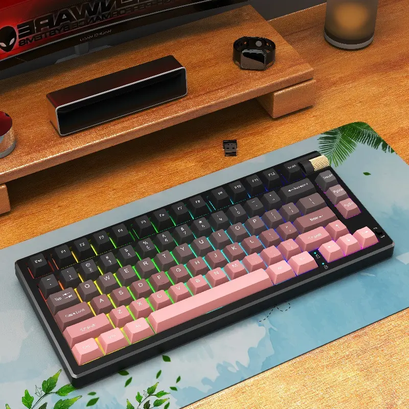 Famous Seven Dragon Ball GK75 Customized Tri-Mode Mechanical Keyboard Wireless Bluetooth Portable Gaming Wired Cyan Shaft Keyboard Factory, Exporter