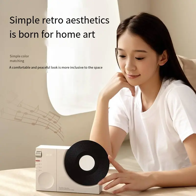 Wholesale Time Vinyl Record Player Retro Bluetooth Audio Speaker Small Wireless Clock High Quality Home Subwoofer Manufacturer, Factory