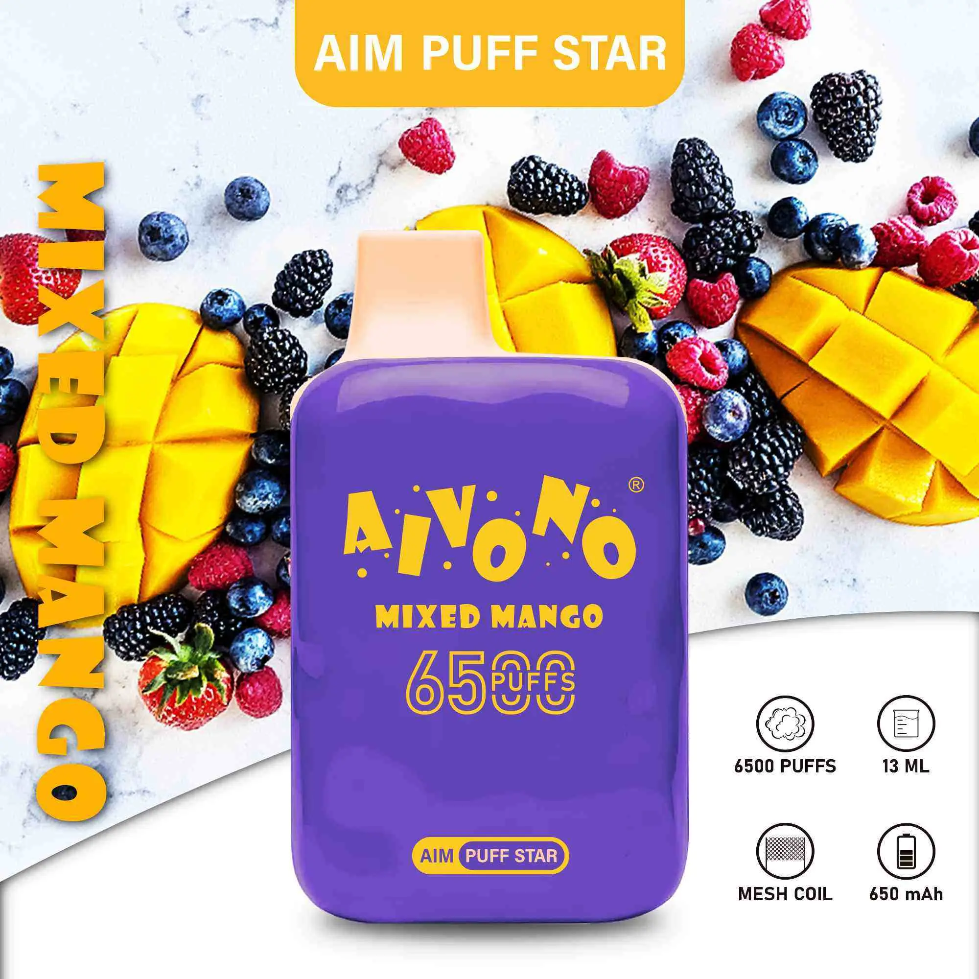 Custom AIVONO AIM-PUFFSTAR 6500: Removable Atomizer, Wholesale Supplier, Exporters