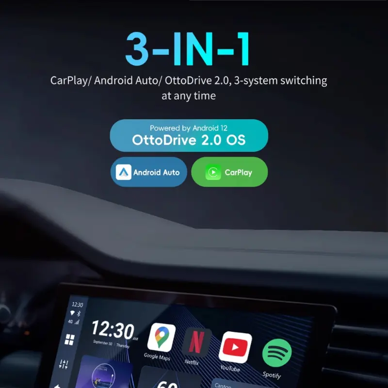 Famous OTTOCAST P3 Car Android 12 Box SIM Ai Box Wired To Wireless Carplay HDMI Manufacturers, Factory