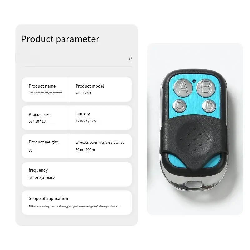 Custom Copy 433 Roller Shutter Rolling Shutter Garage Electric Door Access Wireless Remote Control 433 Ultra Copy Remote Controller Manufacturers, Product