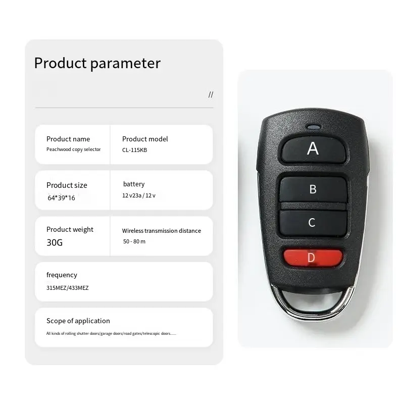 Custom Copy 433 Roller Shutter Rolling Shutter Garage Electric Door Access Wireless Remote Control 433 Ultra Copy Remote Controller Manufacturers, Product