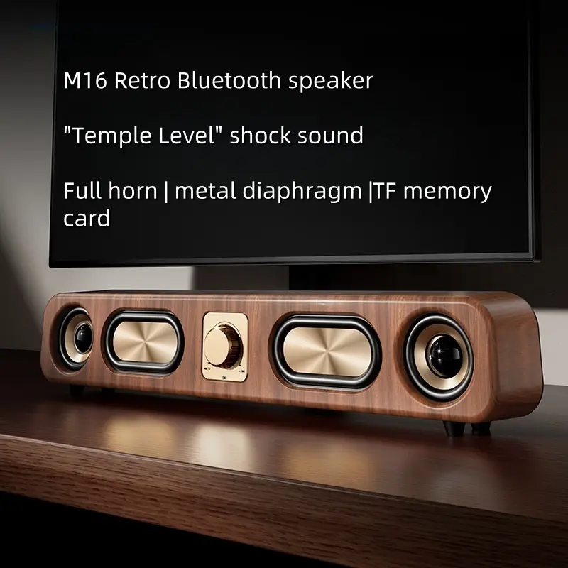 Wholesale Hewitt M16 Bluetooth Retro Wood Grain Stereo Speaker Factory, Factories