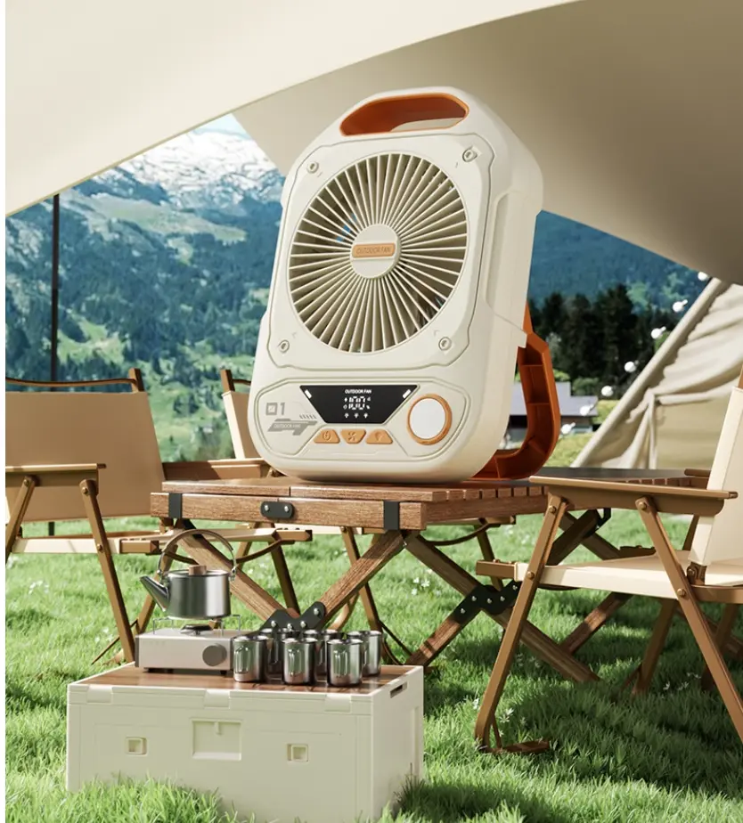 Custom High Speed Wind Outdoor Fan USB Rechargeable Electric Fan Portable Mute LED Light Camping Fan Light Rechargeable Cell Phone Manufacturer, Manufacturers