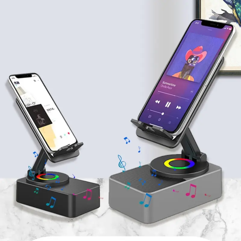 Custom Four-In-One Rechargeable Model Tablet Phone Stand Wireless Bluetooth Speaker Desktop 360 Rotating Sound Suppliers, Factories