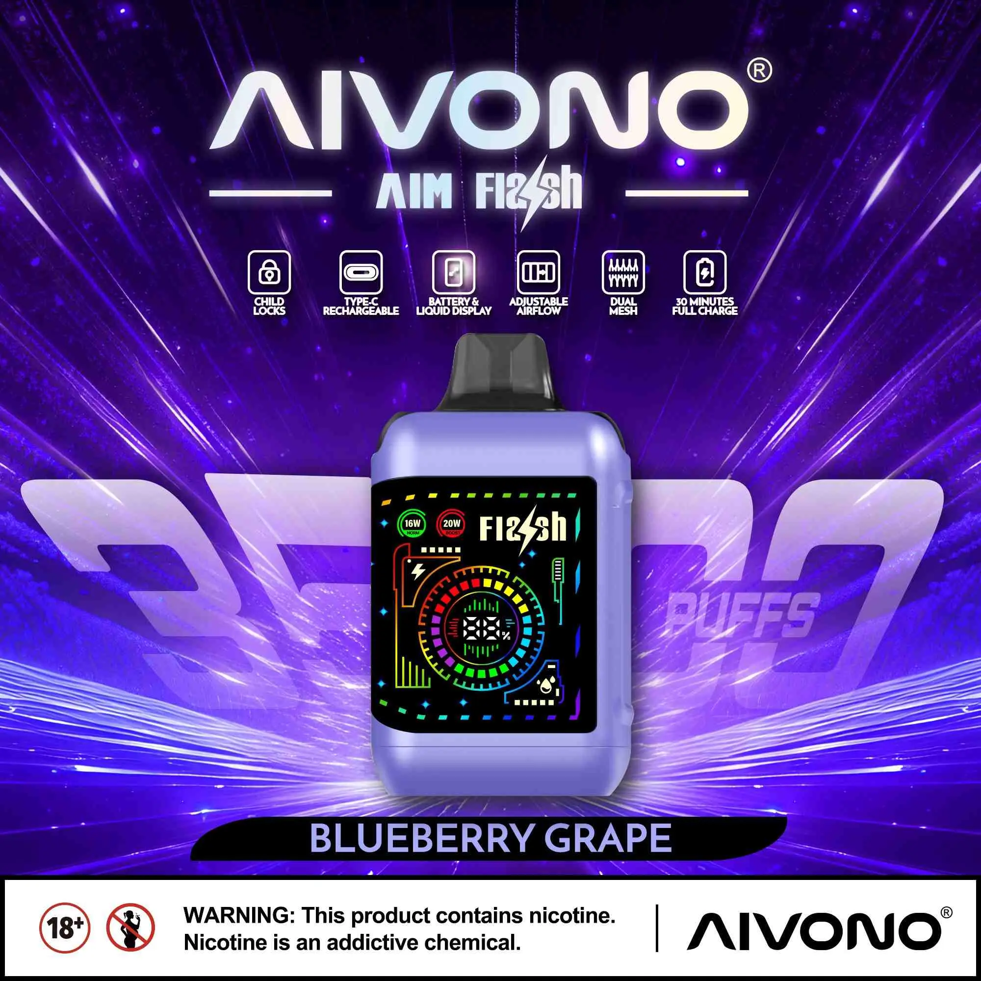 Custom AIVONO AIM FLASH35000 - 5% Nicotine Salt Portable Nebulizer Manufacturer, Exporters